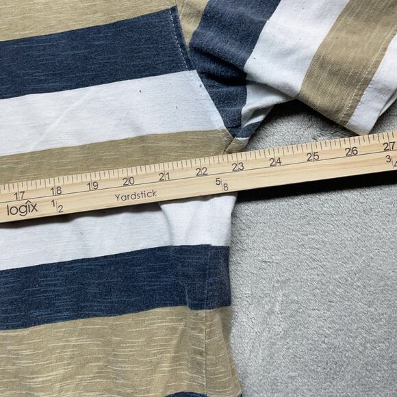 Vintage Y2K Ecko Unltd Shirt Mens Size 2XL Blue Tan Striped Short Sleeve - Picture 7 of 8